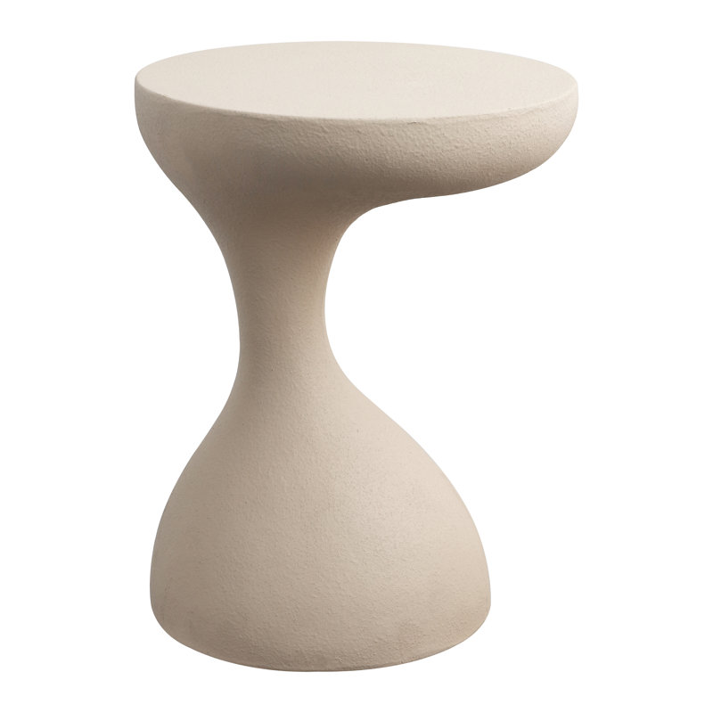 Boracay 19.75" Modern Sculptural Polyresin Indoor/Outdoor Accent Side Table & Stool, Weather-Resistant Pedestal for Patio or Garden, Mocha