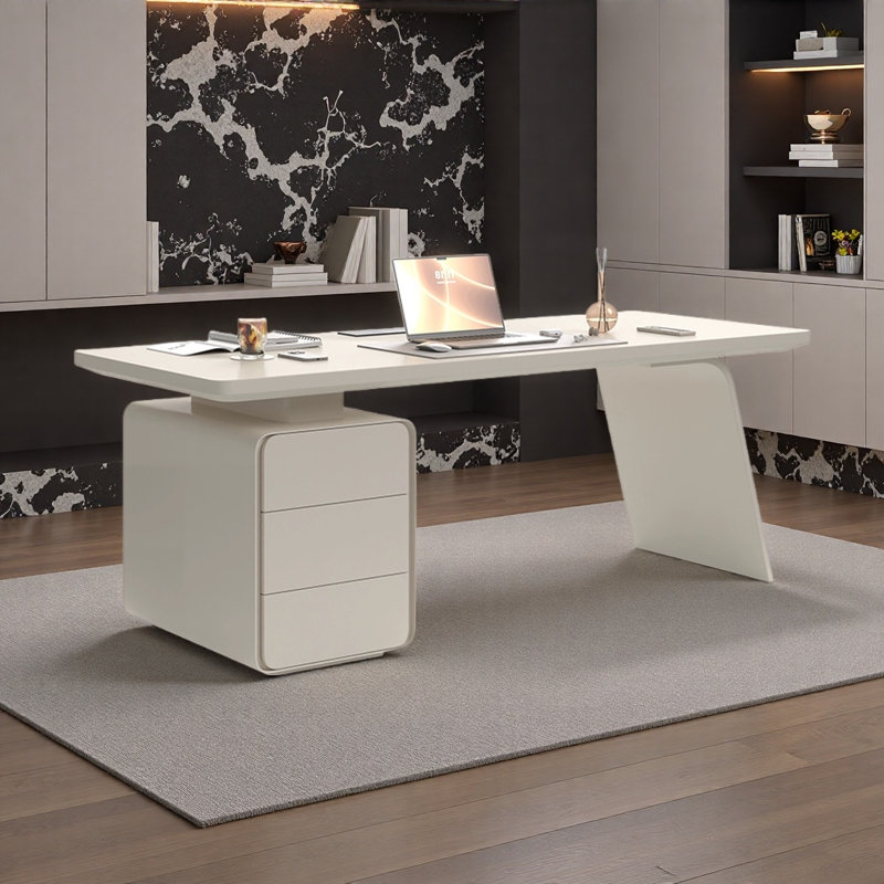 Bureau moderne minimaliste avec tiroir à peinture mat, H 29,52 po x l 78,74 po x P 27,55 po