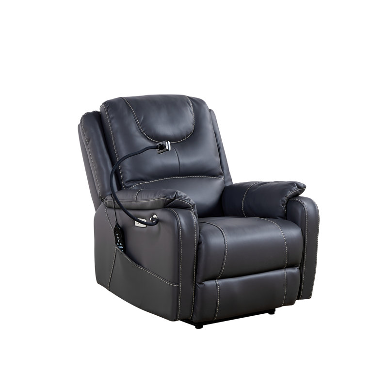 Fauteuil inclinable électrique en cuir Cooperman, Noir, noir, noir, noir