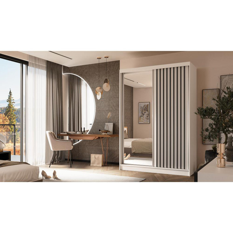 Ascher 2 Door Sliding Wardrobe, Gray