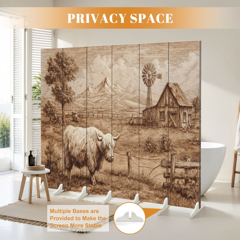 Paravent rustique 6 panneaux paravent Royal Vintage sépia Highland, 6, H 71 po x l 96 po x P 1 po