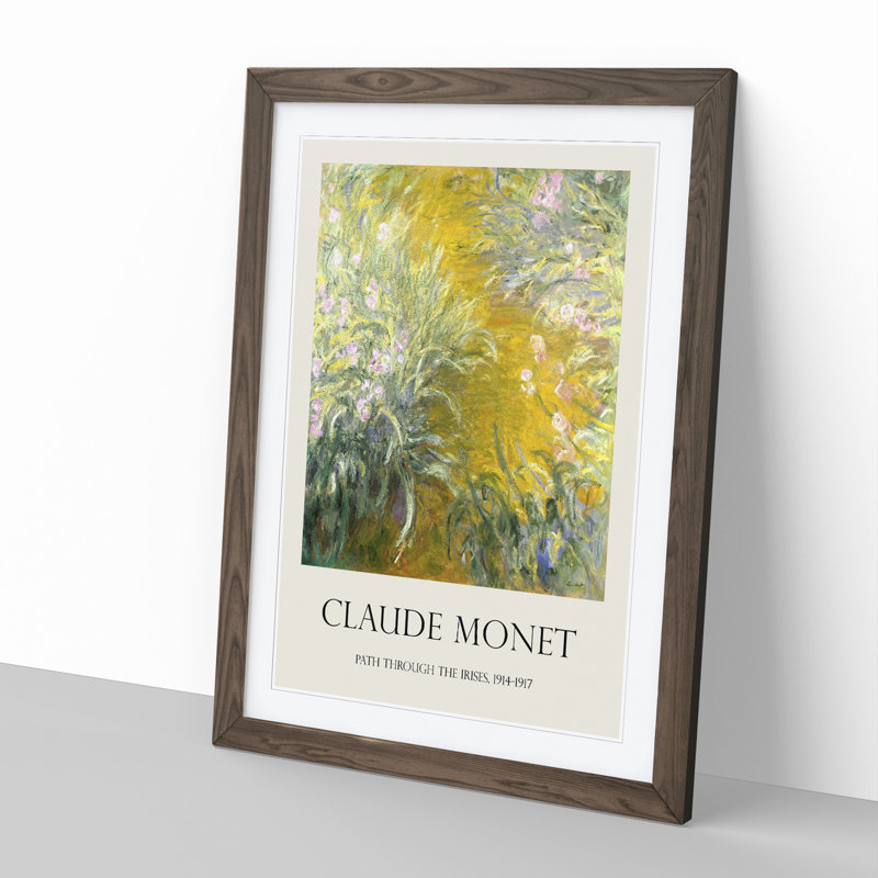 The Path Through the Irises by Claude Monet - Framed Print, 48cm H x 36cm W x 2cm D, Walnut Framed