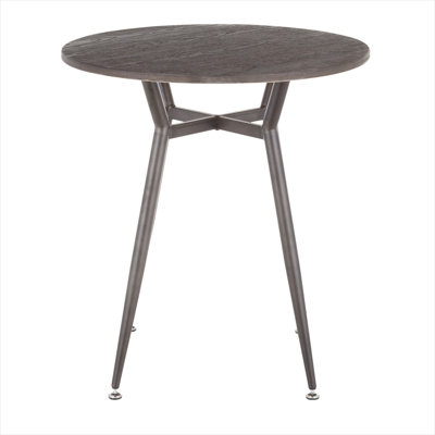Round Dinette Table for 4 with Espresso Bamboo Top and Tapered Steel Legs, Brown Finish, 27.75-Inch Diameter, Industrial Style Dining Table for Small Spaces