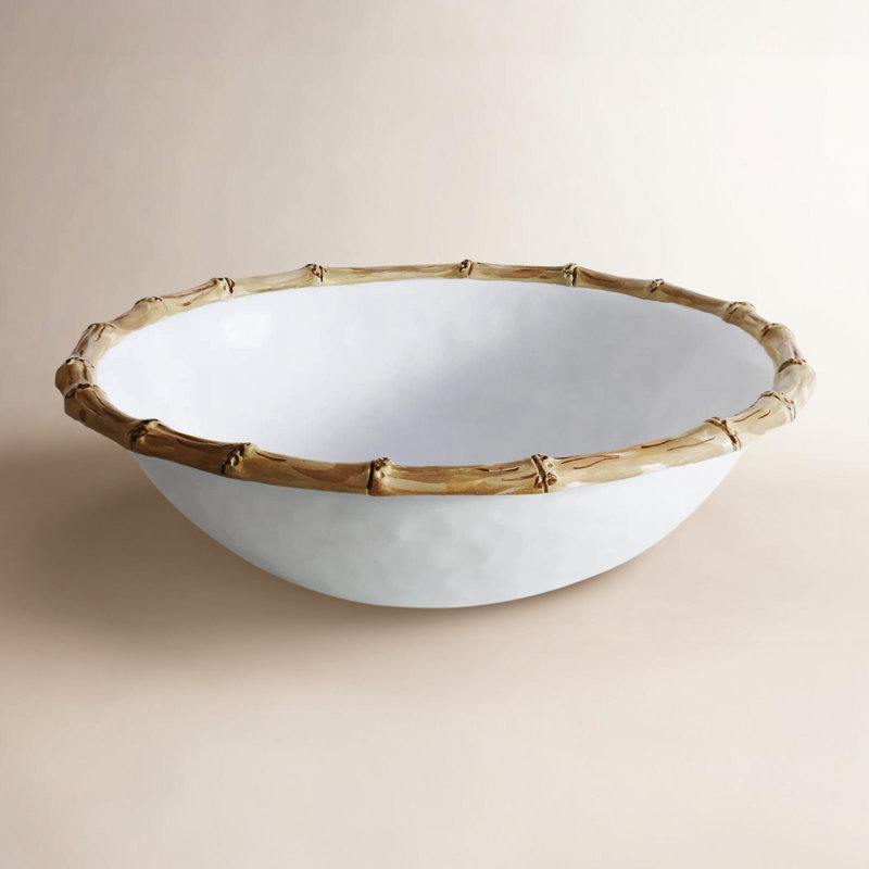 Grand bol à salade en bambou Vida (blanc et naturel)