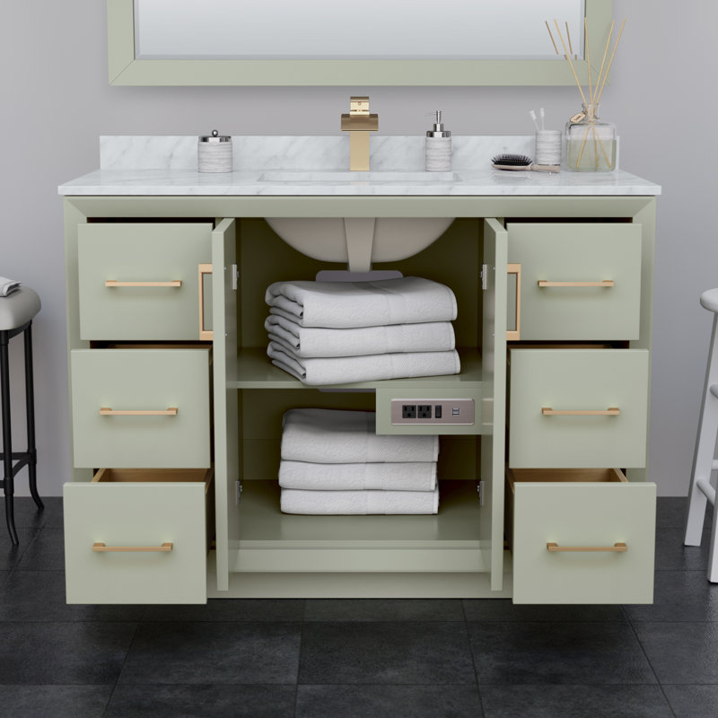 Strada 47.25'' Single Bathroom Vanity Base Only, Light Green/Brown