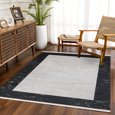 Tapis gris lavable à la machine antidérapant à imprimé numérique gris