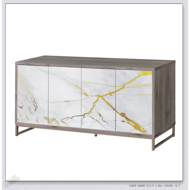 Armoire console avec finition chêne et champagne Paavan