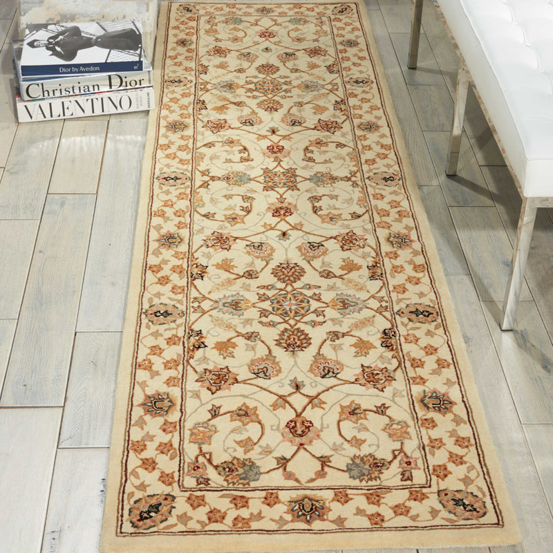 Tapis blanc Corina, Tapis de couloir 2 pi 3 po x 8 pi