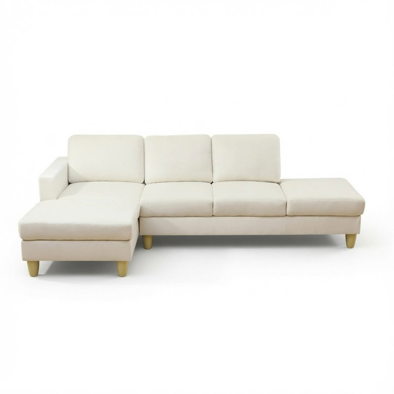 Canapé modulaire en L 101,5 po en lin avec méridienne gauche et repose-pieds 101,5 po, Left