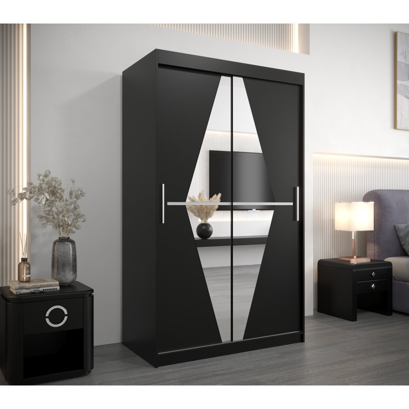 Hilldale 2 Door Manufactured Wood Wardrobe, Black Matt