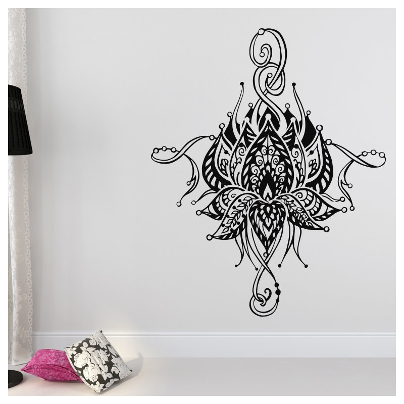 Décalcomanie murale fleur lotus Buller, Noir