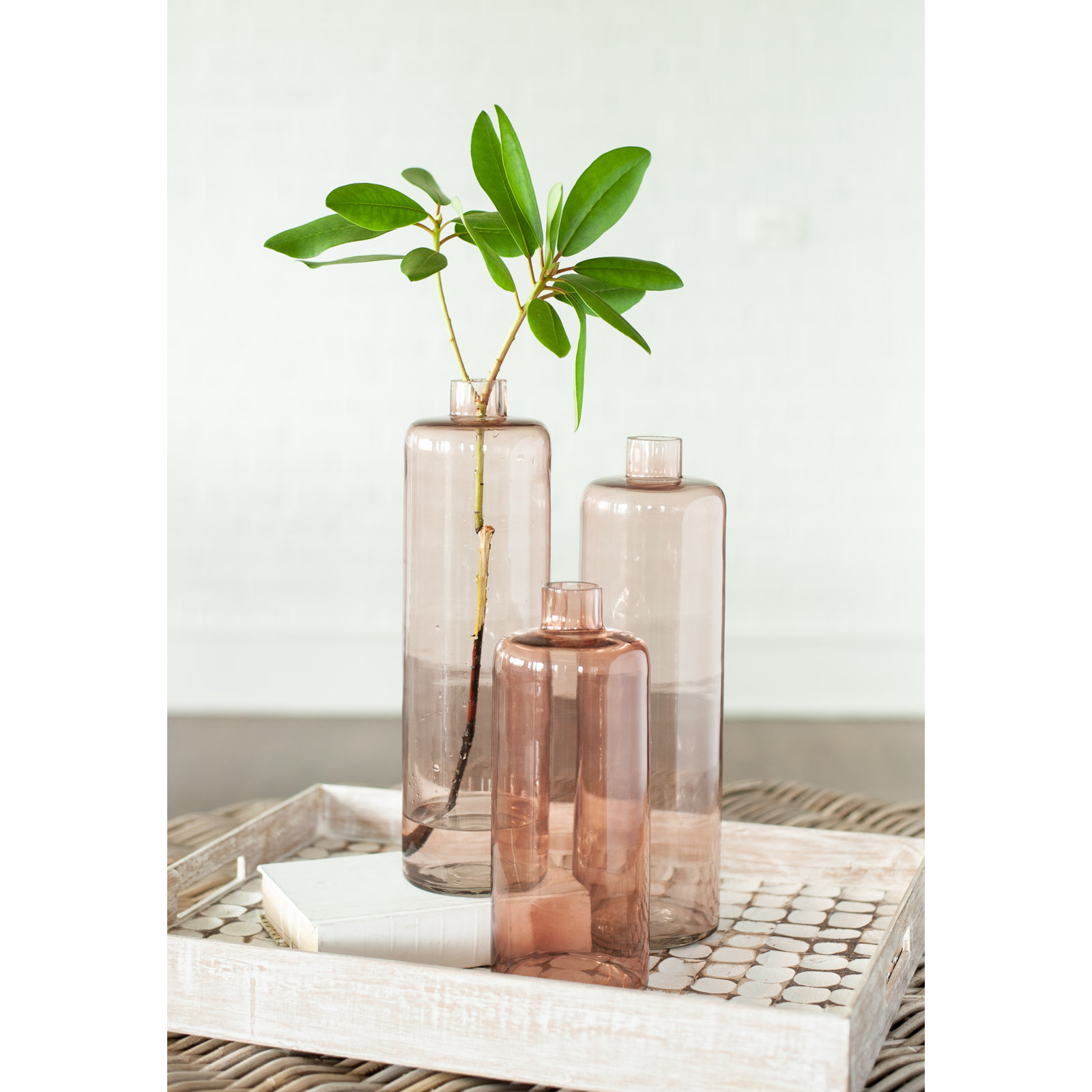 Logo Handmade Glass Table Vase, 10" H x 4" W x 4" D