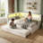 Upholstered Bed Frame With Adjustable LED Lighting, Built-In USB Charging, And Space-Saving Trundle,No Box Spring Needed-1545795811-1545795808