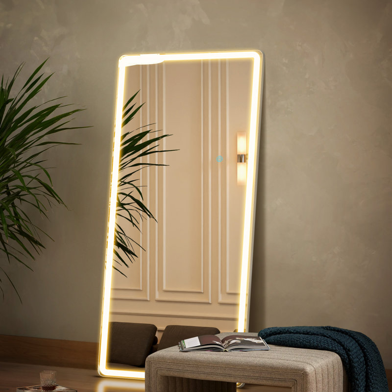Miroir de plancher rectangulaire en métal Hameed, 64 po x 21 po