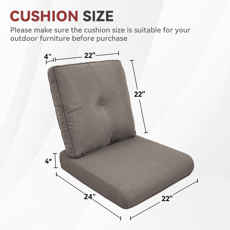 Carolina 24" X 22" Outdoor Furniture Replacement Cushions, 1, Gray