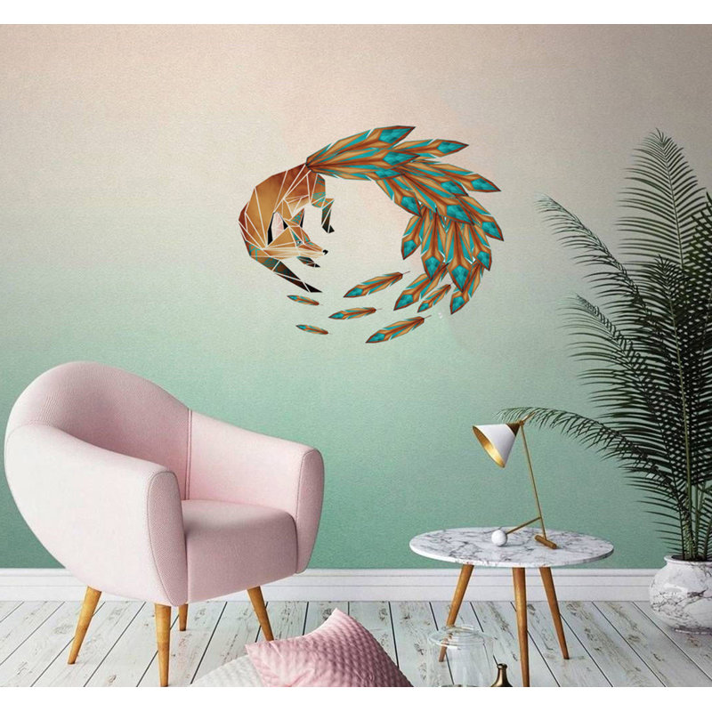 Décalcomanie murale renard polygonal, H 20 po x l 22 po