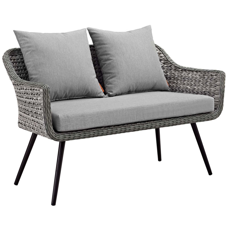 Gray 2-Piece Outdoor Patio Wicker Rattan Loveseat and Armchair Set
