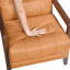 Chaise rembourrée en cuir orange avec structure et dossier 100% pieds d'appoint en noyer-966716995