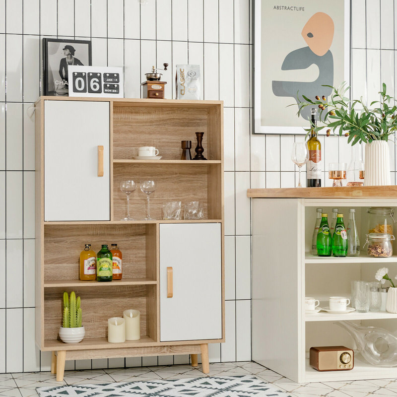 Armoire de rangement avec bibliothèque Audren, Blanc / brun