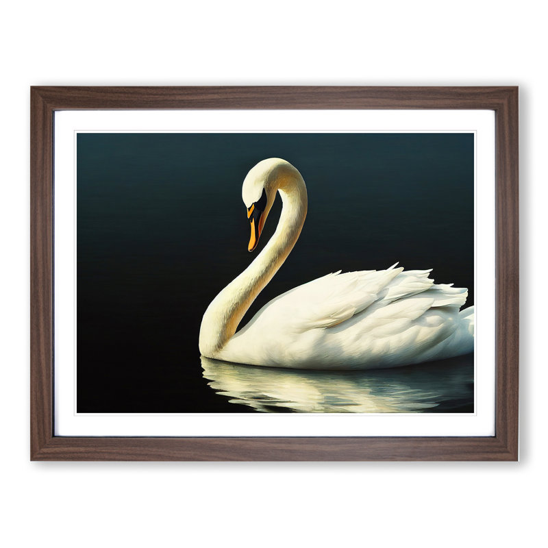 XH1022-9399X Unbelievable Swan - Single Picture Frame Print, 46cm H x 64cm W x 2cm D, Walnut