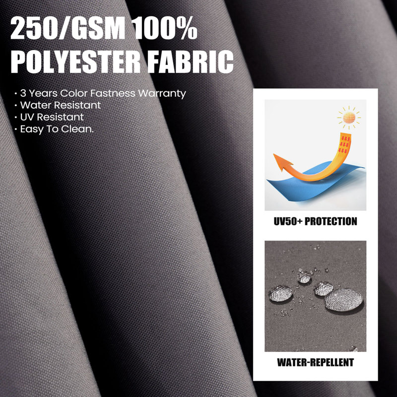 Parasol en porte-à-faux de patio 10 x 13 pi avec base lestée - déplaçable sans effort par une seule personne, Gris foncé