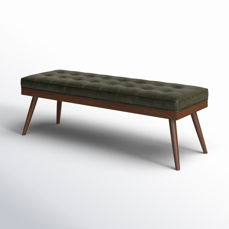 Luca Full-Grain Italian Genuine Leather Bench, Olivine Green