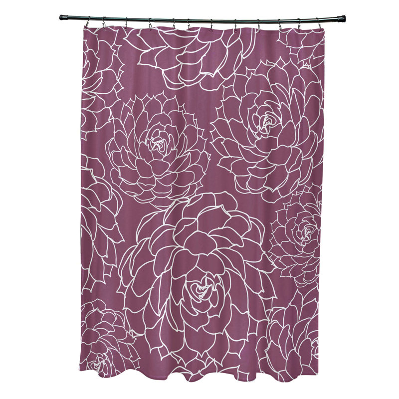 Rideau de douche simple à motif floral Miki, Mauve