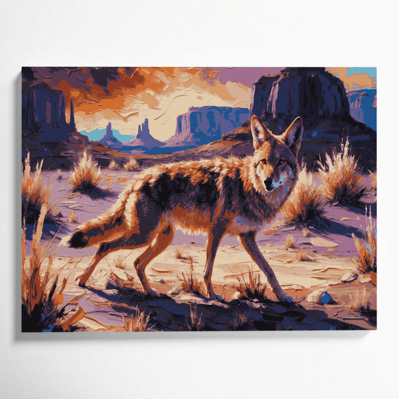 «Southwestern Animals Coyote 12», art mural sur toile mauve, H 24 po x l 36 po