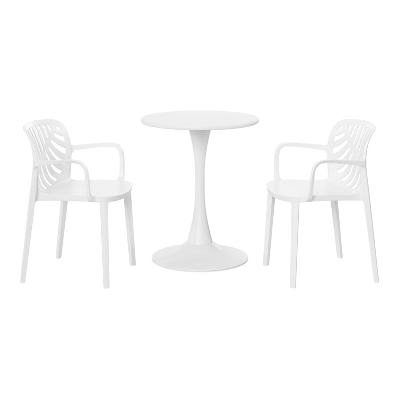Ensemble repas d'extérieur rond, Blanc