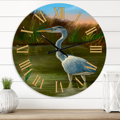 Blue Heron Wetland Bird - Traditional wall clock