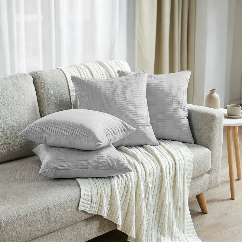 Housse de coussin en velours plissé, Argent