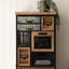 Armoire de pharmacie industrielle de 130 cm de hauteur avec plusieurs tiroirs, meuble de rangement étroit d'appoint au design bois et métal