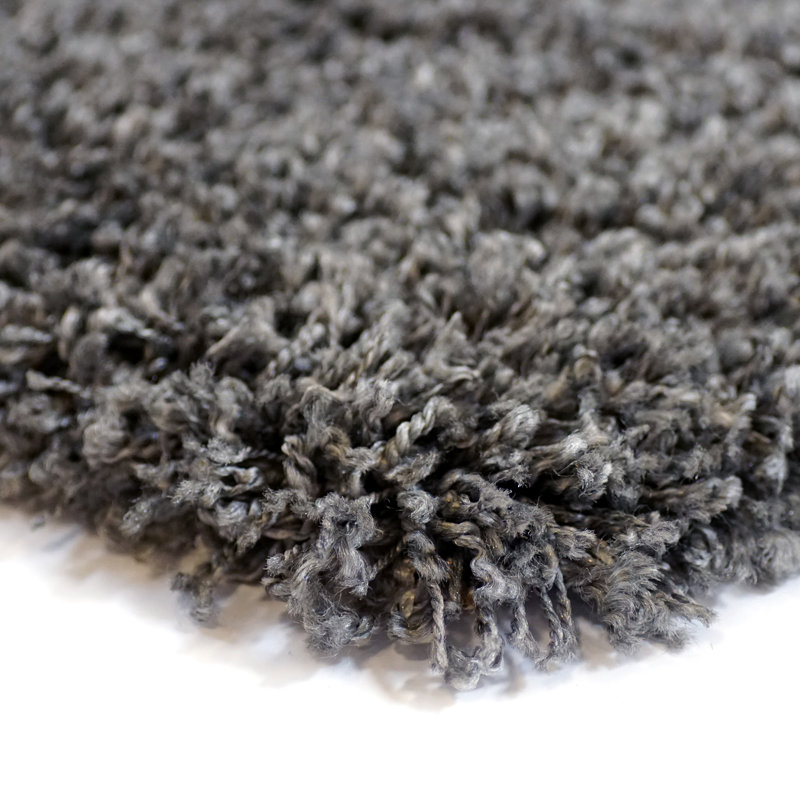Mosman Shag Modern Solid Colour Charcoal Grey Polypropylene Thick Plush Shag Area Rug, Rectangle 6'6" x 9'6"