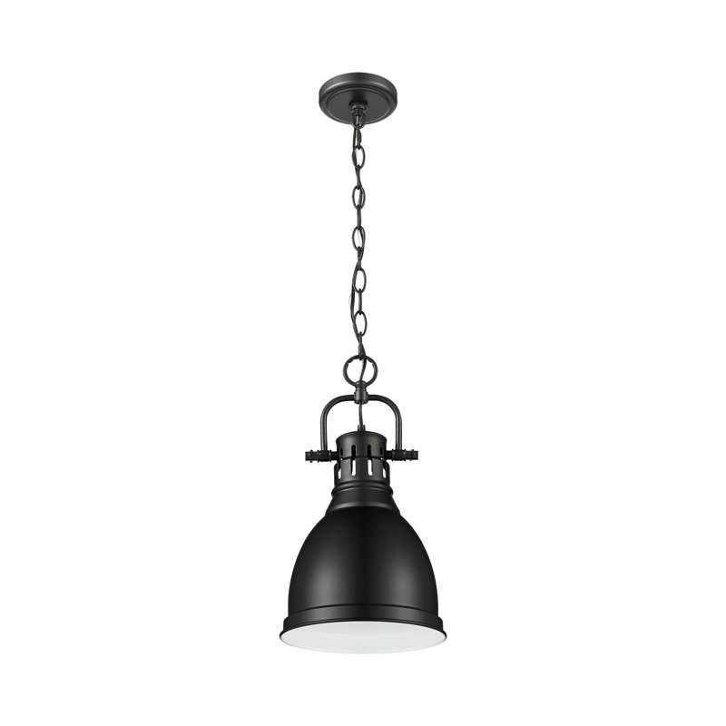 Luminaire suspendu unique à 1 lumière Alethia sans accents de matériau secondaire ou d'accent, Noir mat, Noir mat