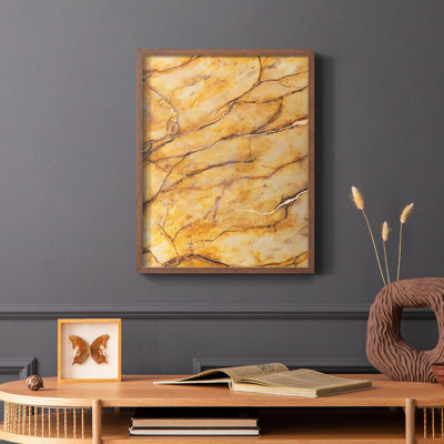 Marbre jaune II, reproduction encadrée - bois massif