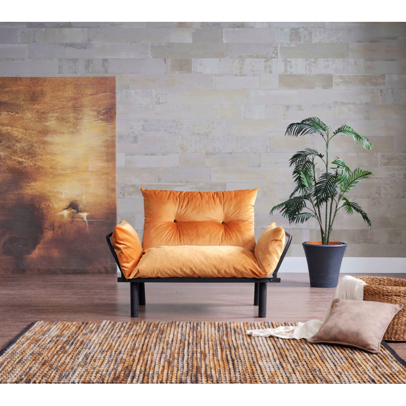 Mykaela Fabric 49'' Reception Chair,Metal Frame and Cushion, Mustard Fabric