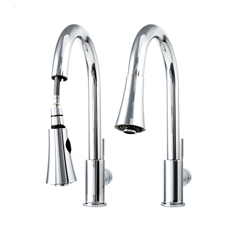 Edison Single Handle Kitchen Faucet with Side Spray and Accessories, Chrome
