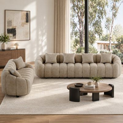 Ensemble de canapé de salon moderne en chenille capitonné