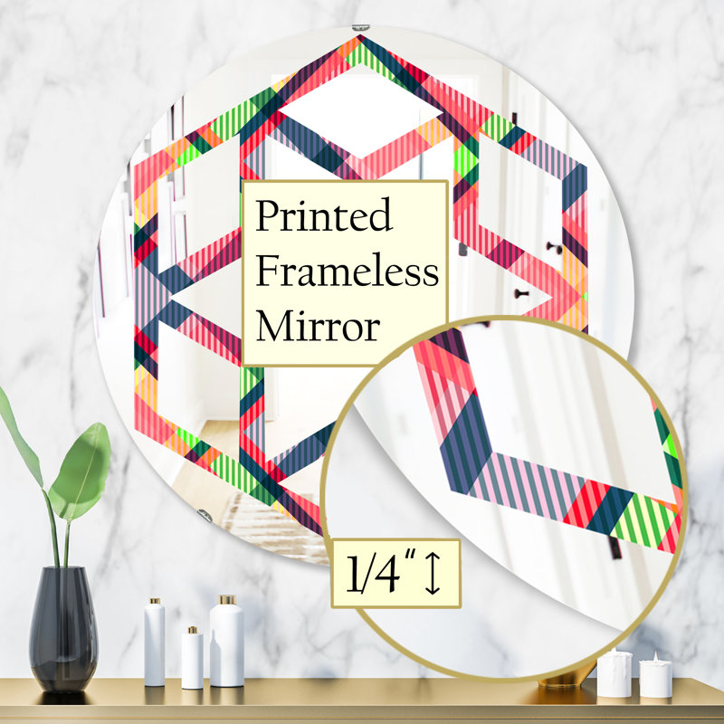 Miroir mural hexagonal étoile tartan géométrique i traditionnel, 31,5 po x 31,5 po
