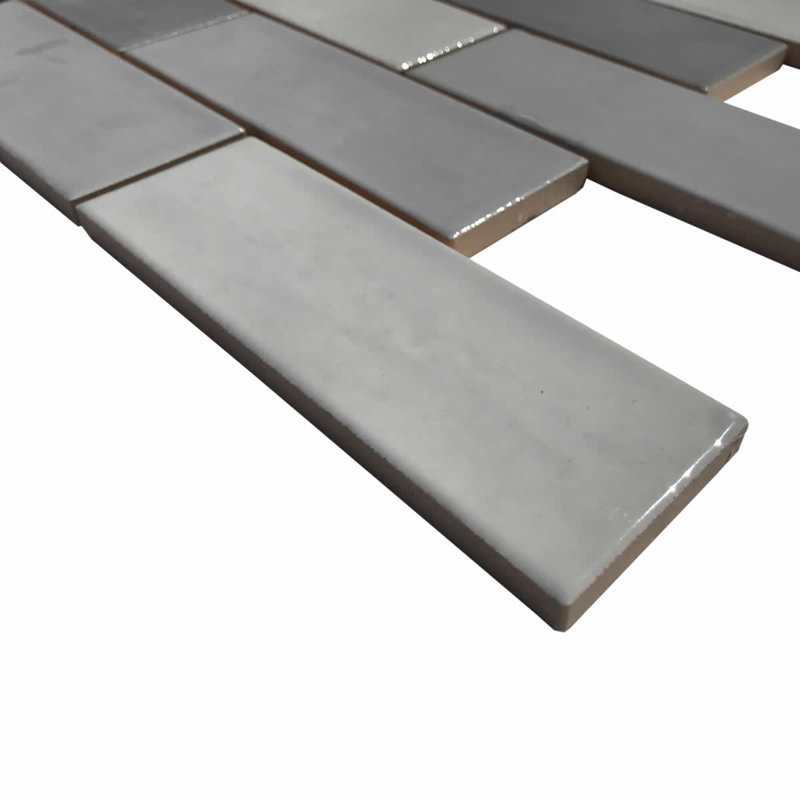 2" x 6" Porcelain Brick Joint Mosaic Wall & Floor Tile, Gray