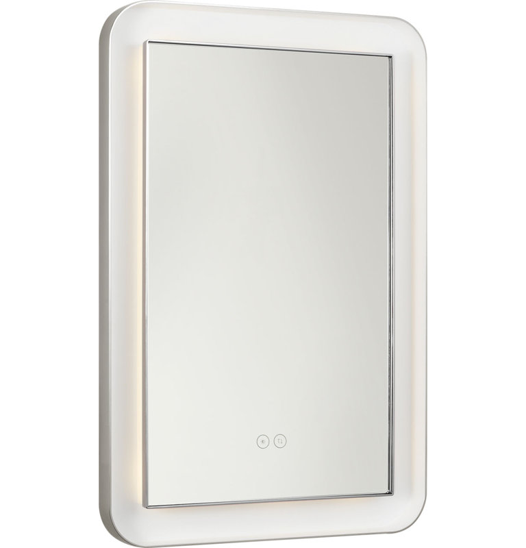 Chopin Rectangular Illuminated Mirror, Polished Nickel, 27" H x 18" W x 1.5" D