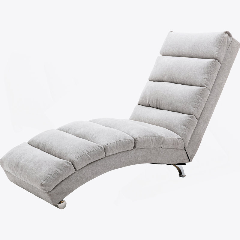 Chaise longue en lin, chaise longue moderne pour bureau ou salon, Gris clair, Argent