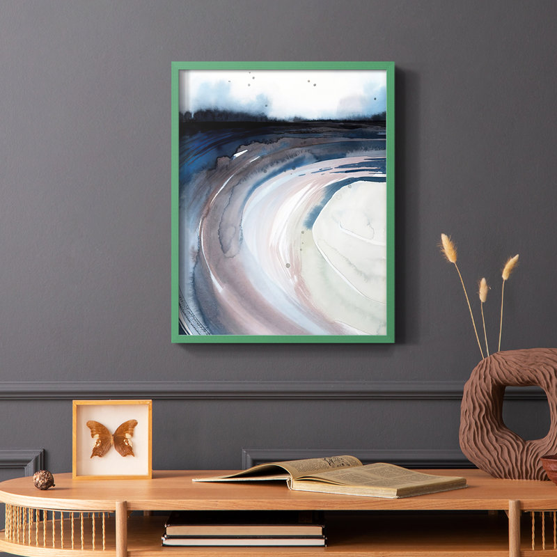 Geode Valley I Framed Print - Solid Wood, Green, 10" H x 8" W