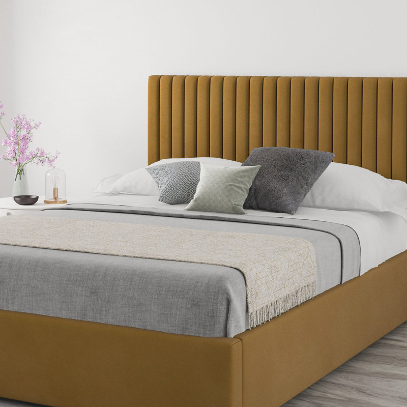 Hailey Upholstered Headboard, Double (4'6), Velvet Ochre