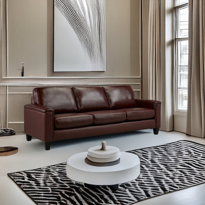 Deboer 89" Genuine Leather Square Arm Sofa