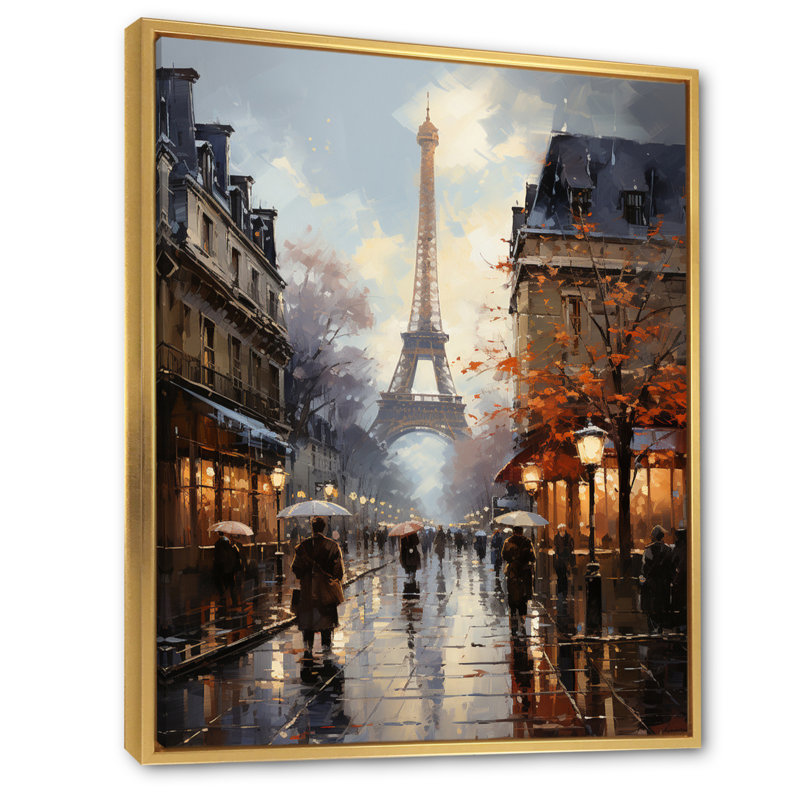 Eiffel Paris au 19e siècle - art mural Paris, H 40 po x l 30 po, Cadre flottant doré