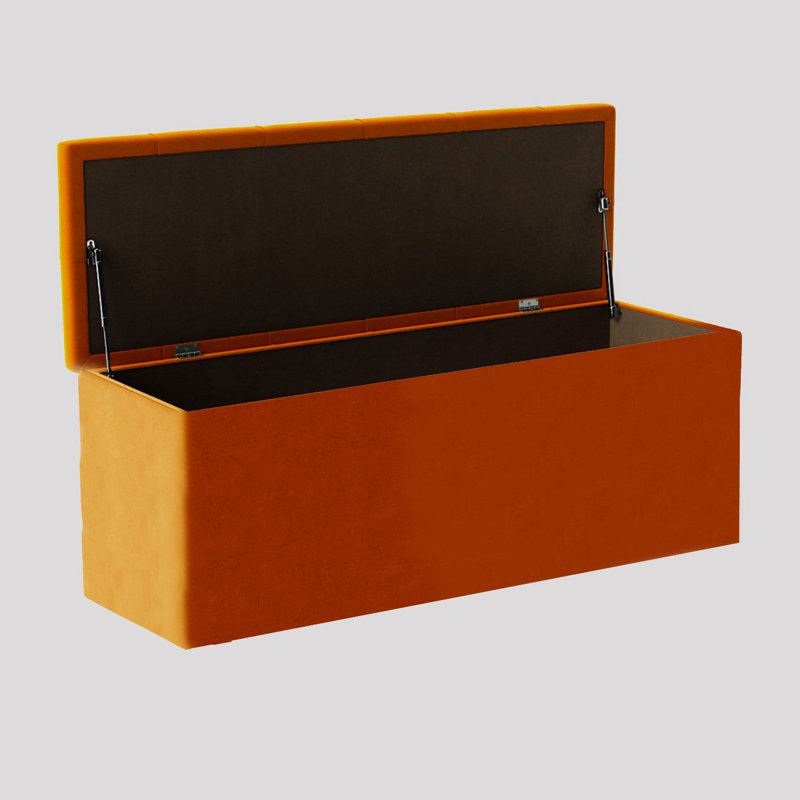  Luna Wide Chesterfield Velvet Rectangle Solid Color Standard Ottoman Box with Storage, Upholstered Deep Storage End of Bed Bench