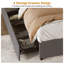 Structure de grand lit, structure de lit plateforme, tissu revêtu de tissu avec 4 tiroirs de rangement, aucun sommier tapissier requis, support de lattes en bois, silencieux, assemblage facile, gris foncé