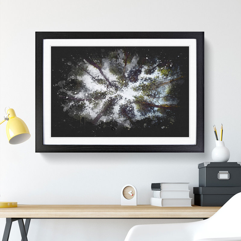 Tree Tops - Single Picture Frame Print on MDF, Black Framed, 62cm H x 87cm W x 2cm D