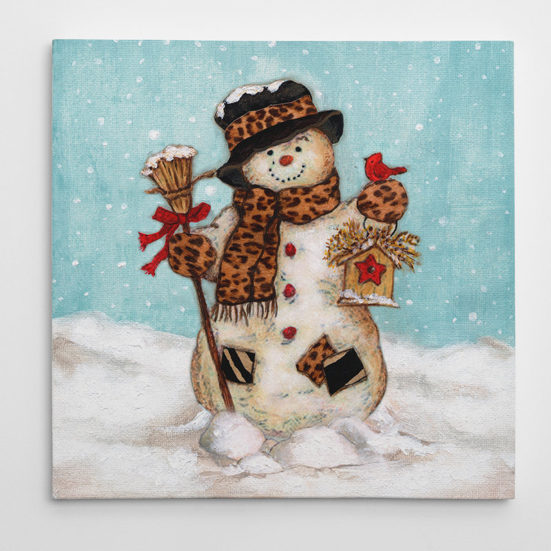 « bonhomme de neige », reproduction d’impression sur toile tendue, H 24 po x l 24 po x P 1,5 po